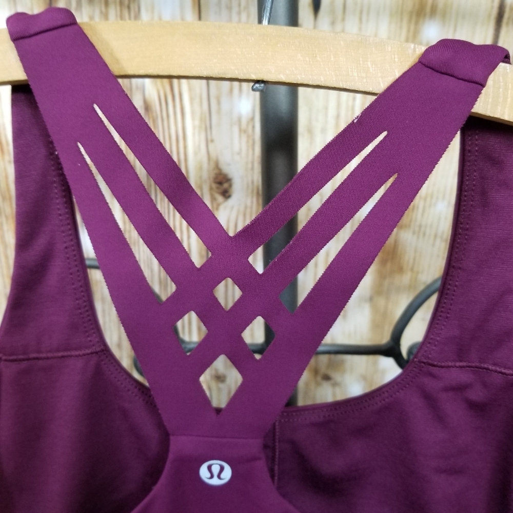 Lululemon FlexyFlex Strappy Longline Chilled Grape Yoga Bra Size 4 - Picture 5 of 8